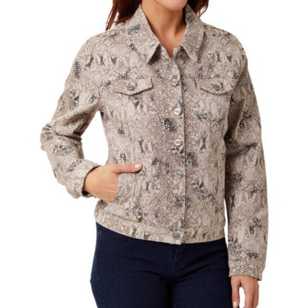 NWT Nanette Lepore Tan Soft Python Denim Jacket S